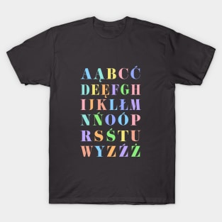 Children's Polish Alphabet Chart, Poland Language Chart, Pastel T-Shirt